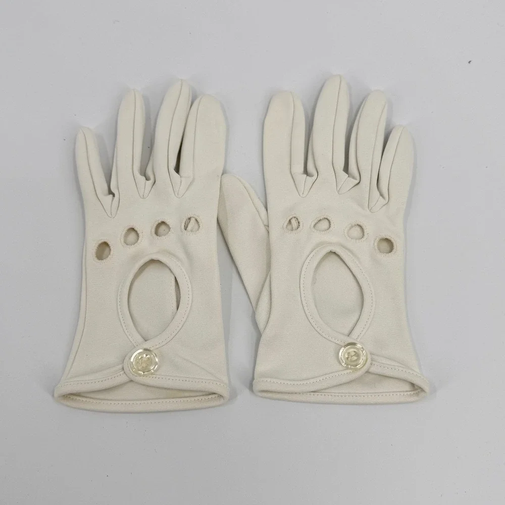 Unbranded Driving Gloves Cutout Vintage Womens Small Cream Ivory Off White Retro
